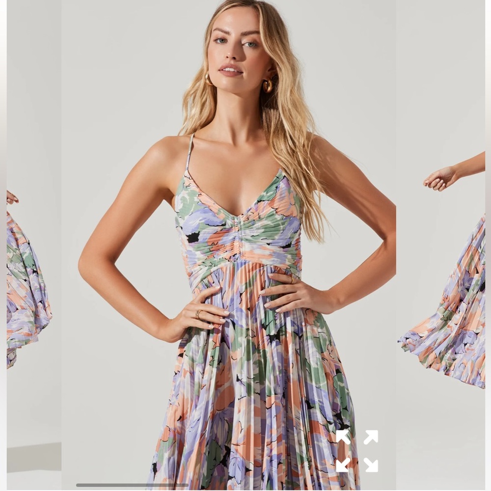 Blythe Floral Plisse Midi Dress- ASTR the label